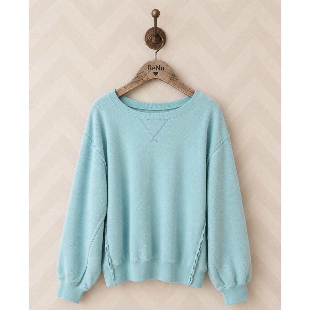 American Eagle Sweatshirt Seriously Huggable‎ Fleece Blue Oversized Small